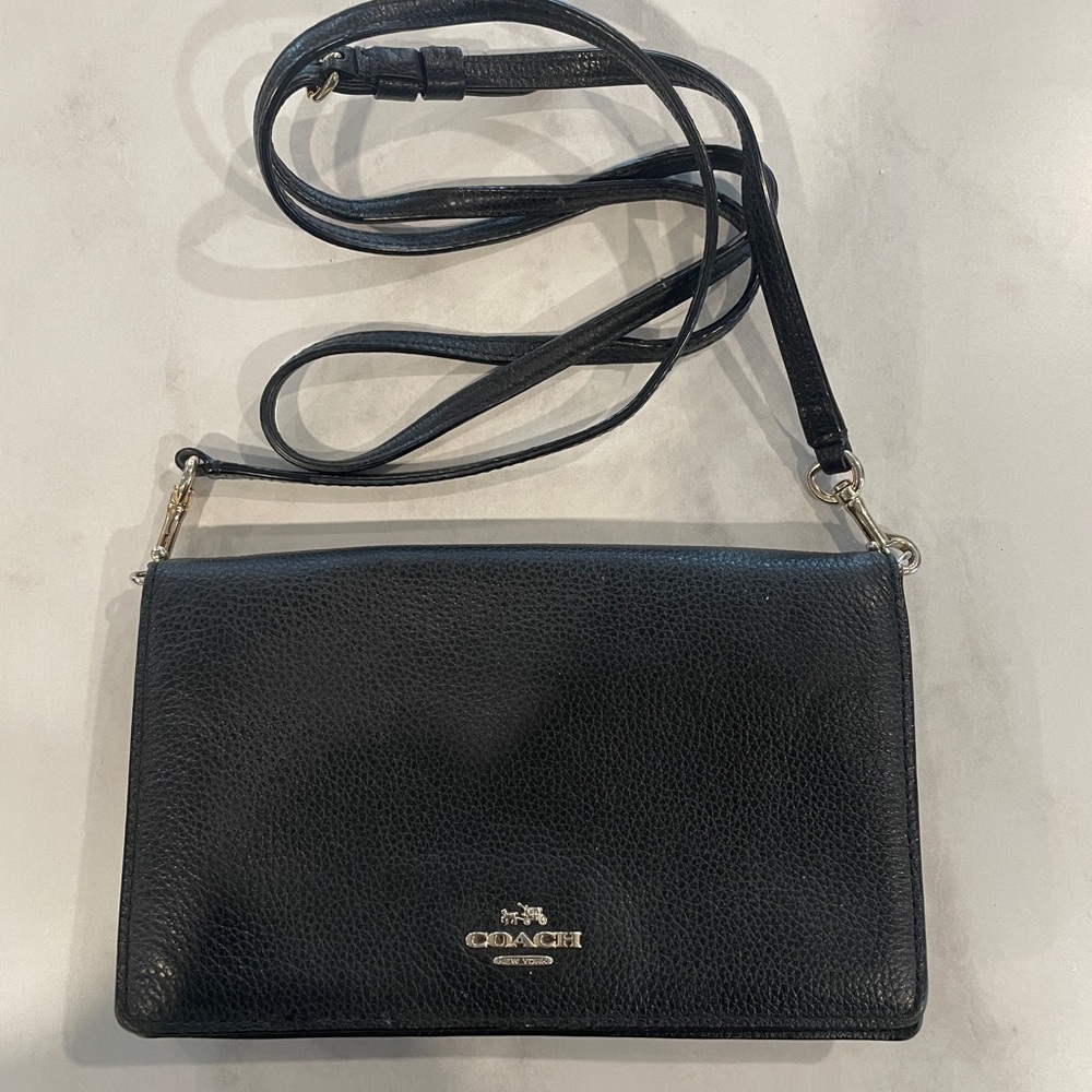 Coach Black Pebbled Leather Shoulder Bag